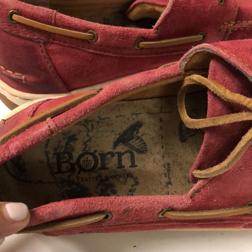 BORN red suede boat‎ loafers boating shoes slip on men's size 9.5 - Picture 7 of 11